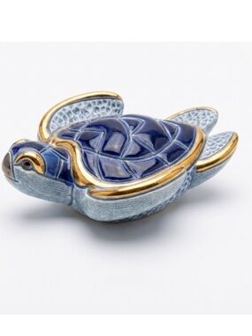 De Rosa Rinconada Adult Carey Sea Turtle #F129 Ceramic Figurine Gold Accents